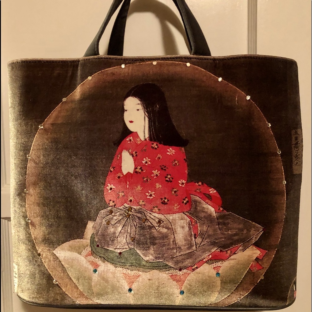 Bags Bunny Purse w/Japanese Print and Rhinestones